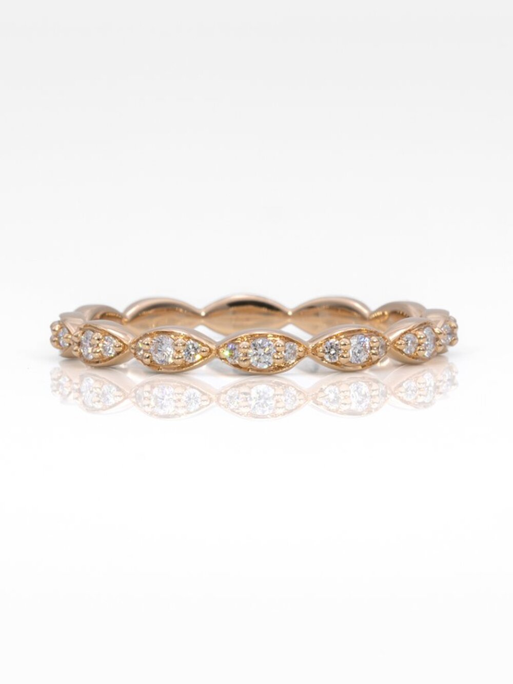 Natural Earth-Mined Diamond Accent Milgrain Band in Solid 14K Yellow Gold
